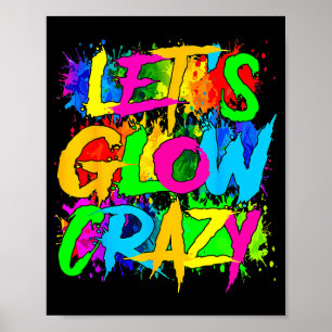 Party 80s group team lets crazy retro colourful poster