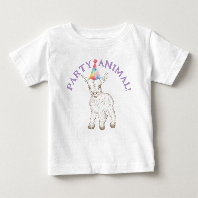 Party Animal Baby Shirt – Funny Goat Birthday Tee (Front)