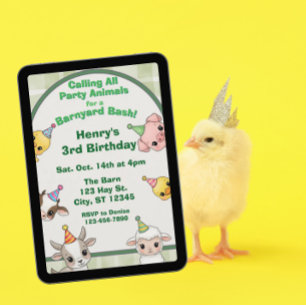 Party Animal Barnyard Bash Birthday Invitation