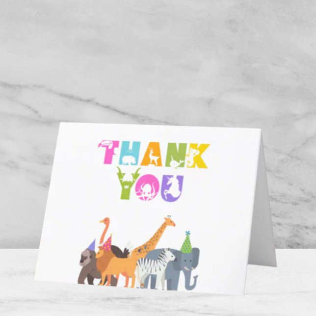 Party Animal Birthday Personalised Photo Thank You Card (Party Animal Birthday Thank You Note)