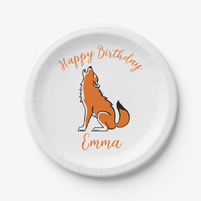 Party animal! Cool Red WOLF - Wild animals Paper Plate (Front)