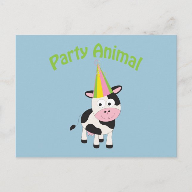 Party animal! Cow Invitation Postcard (Front)