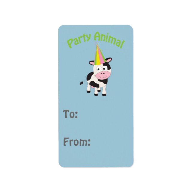 Party animal! Cow Label (Front)