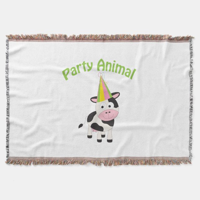 Party Animal cow Throw Blanket (Front)