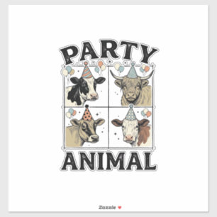 Party Animal Cow Vintage Engraving T-Shirt Design_