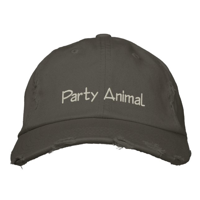 Party Animal Embroidered Baseball Caps (Front)