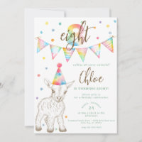 Party Animal Goat 8th Birthday Invite for Kids