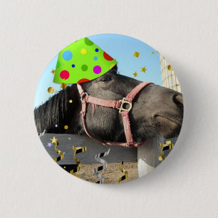 Party Animal Horse 6 Cm Round Badge