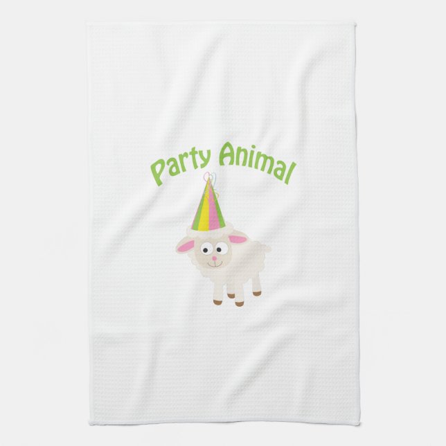 Party Animal Lamb Tea Towel (Vertical)