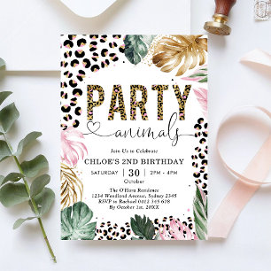 Party Animal Leopard Girl Birthday Invitation