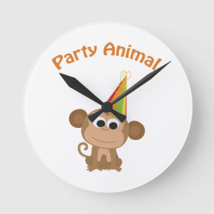 Party Animal! Monkey Round Clock