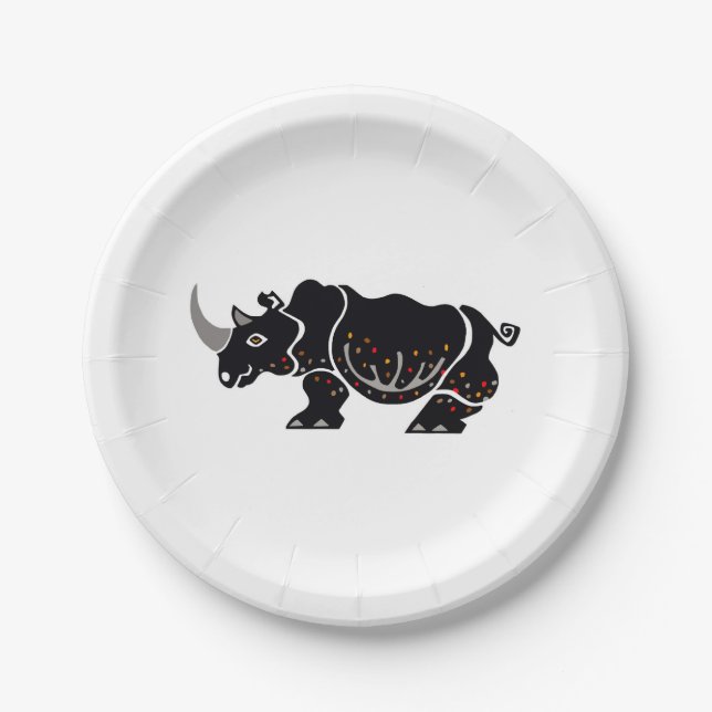 Party animal - RHINOCEROS  Conservation - Paper Plate (Front)