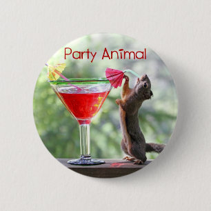 Party Animal Squirrel 6 Cm Round Badge