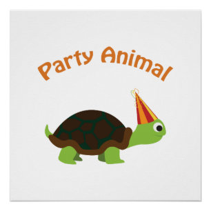 Party Animal Turtle Poster
