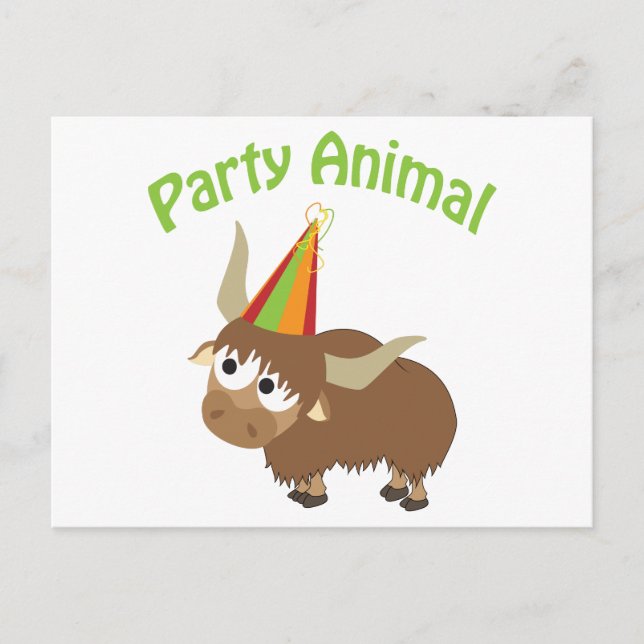 Party Animal! Yak Invitation Postcard (Front)
