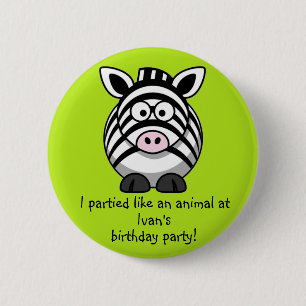 Party Animal Zebra Buttons Party Favours Souvenirs