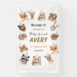 Party Animals 2nd Birthday   Cute Jungle Animal Banner