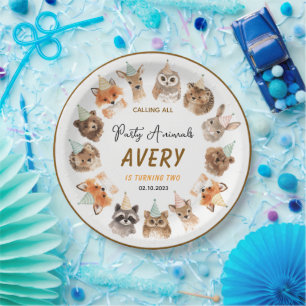 Party Animals 2nd Birthday   Cute Jungle Animal Paper Plate