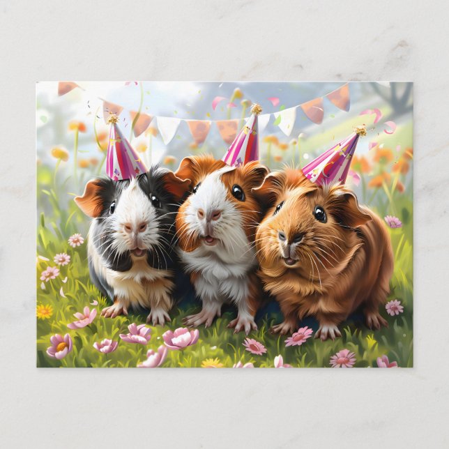 Party Animals - 3 Guinea Pigs Postcard (Front)
