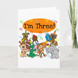 Party Animals 3rd Birthday Tshirts Card