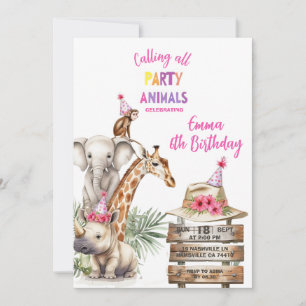 Party Animals 6th Birthday Invitation Safari Ani