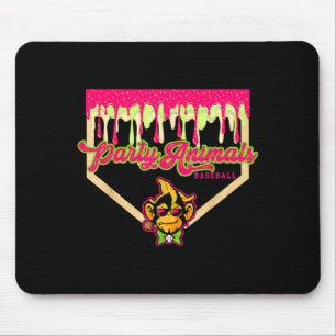 Party animals baseball drippy plate monkey mouse pad