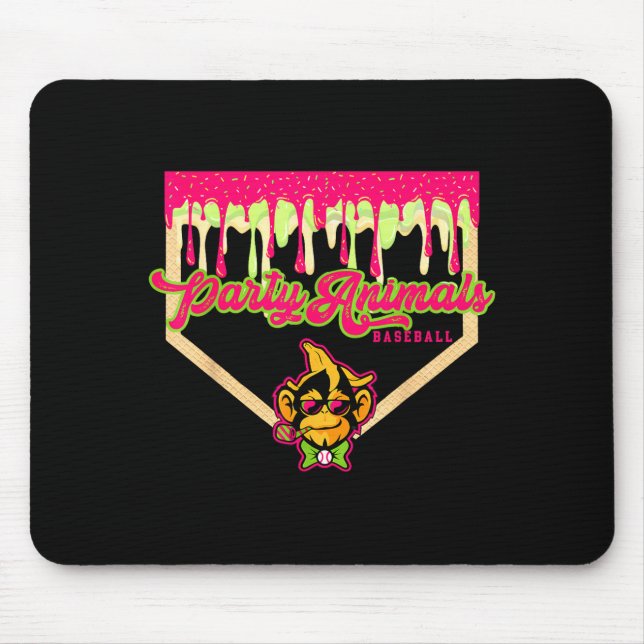 Party animals baseball drippy plate monkey  mouse pad (Front)