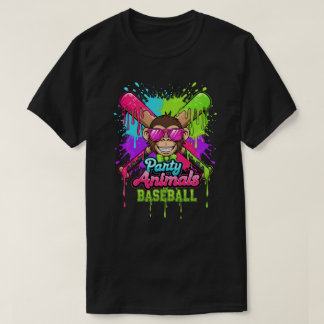 Party Animals Baseball Funny Monkey Baseball Lover T-Shirt