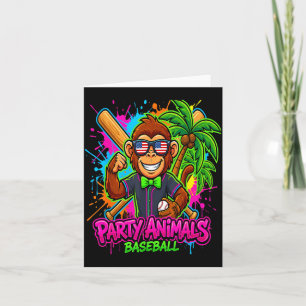 Party Animals Baseball Funny Monkey Card