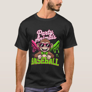 Party Animals Baseball Funny Monkey T-Shirt