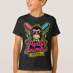 Party animals baseball funny monkey vibrant slime  T-Shirt