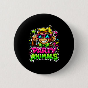 Party animals baseball jersey funny monkey vibrant 6 cm round badge