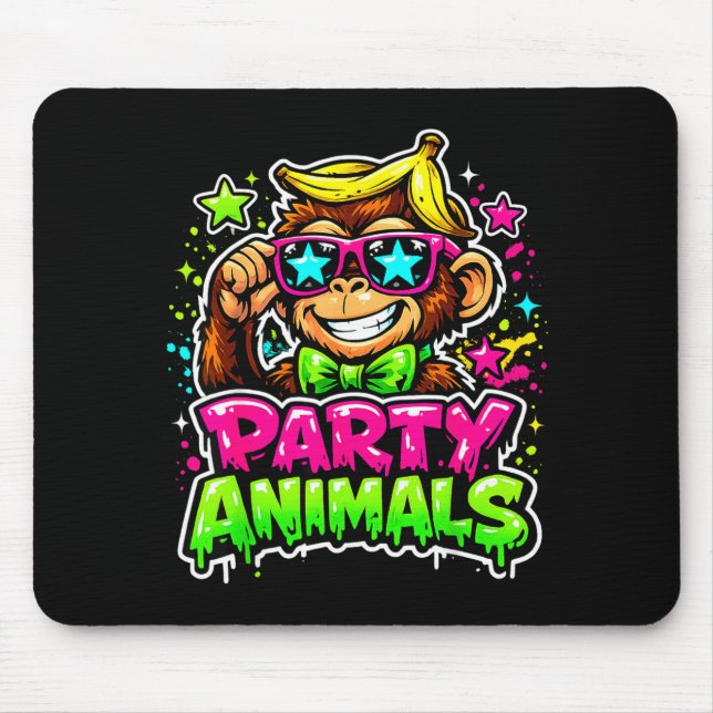 Party animals baseball jersey funny monkey vibrant mouse pad (Front)
