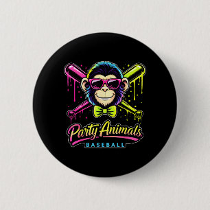 Party Animals Baseball Monkey 6 Cm Round Badge