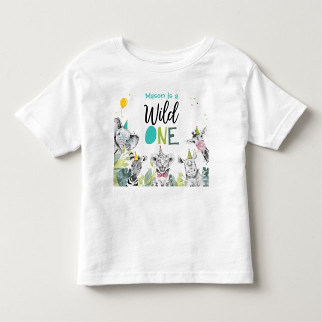 Party Animals Birthday Boy Wild One 1st Birthday  Toddler T-Shirt (Front)