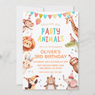 Party Animals Birthday Invitation