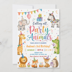 Party Animals Birthday Invitation
