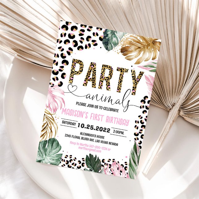 Party Animals Birthday Leopard Print Invitation (Creator Uploaded)