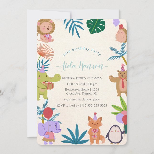 Party Animals Birthday Party Invitation (Front)
