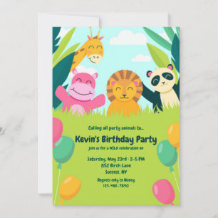 Party Animals Birthday Party Invitation