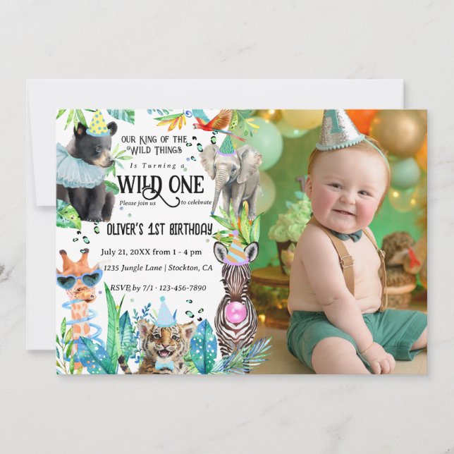party animals Birthday Safari Invitation (Front)