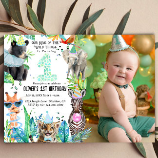 party animals Birthday Safari tropical Invitation