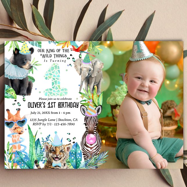 party animals Birthday Safari tropical Invitation (Creator Uploaded)
