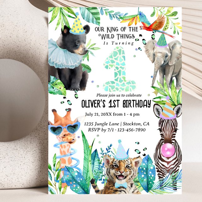 party animals Birthday Safari tropical Invitation (Creator Uploaded)