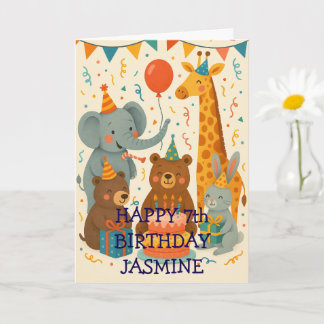 Party Animals Celebrating a Birthday Custom Card