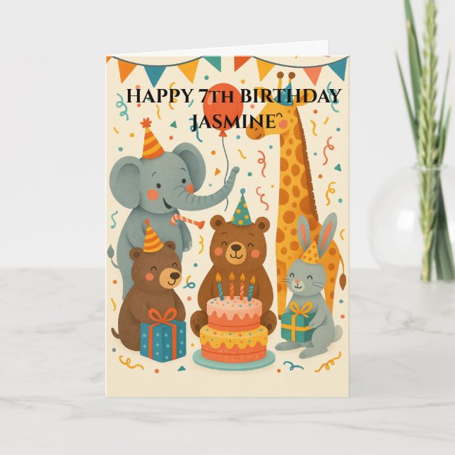 Party Animals Celebrating a Birthday Custom  Card (Front)