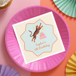 Party Animals Colorful Tiger Kids Birthday Napkin
