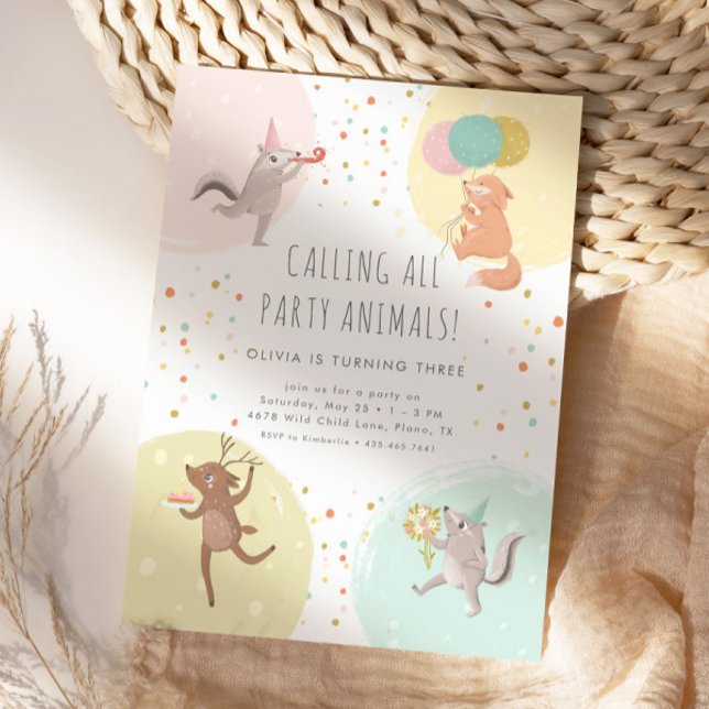 Party Animals Colourful Kids' Birthday Party Invitation (Available for print and instant digital download!)