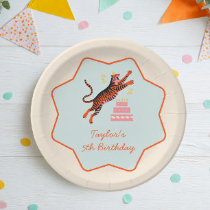 Party Animals Colourful Tiger Kids Birthday Paper Plate