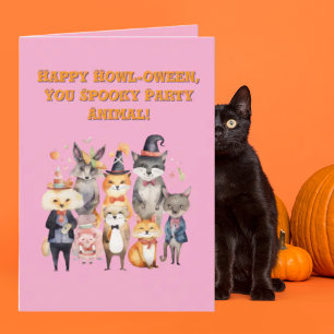 Party Animals Cute Funny photo Halloween cards